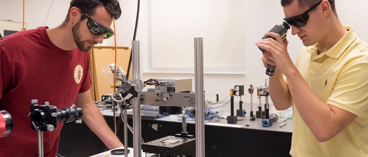 Two student researchers at the National Institute of Aerospace